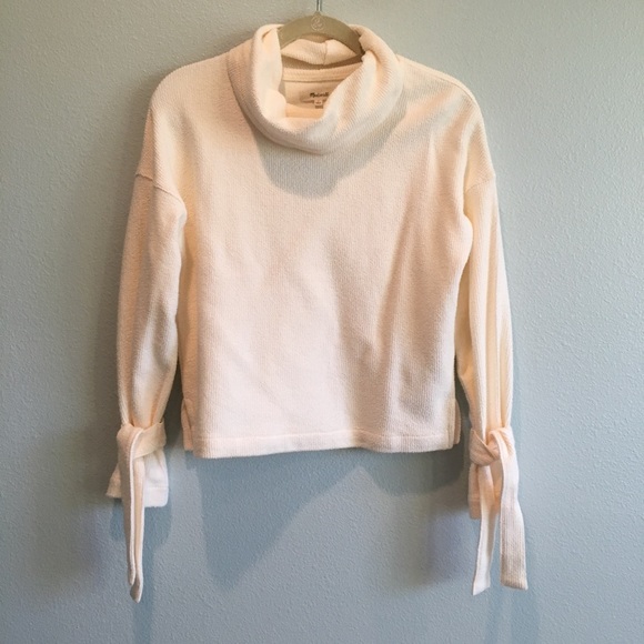 Madewell Tops - Madewell Cream Turtleneck Mockneck Tie-Cuff Top